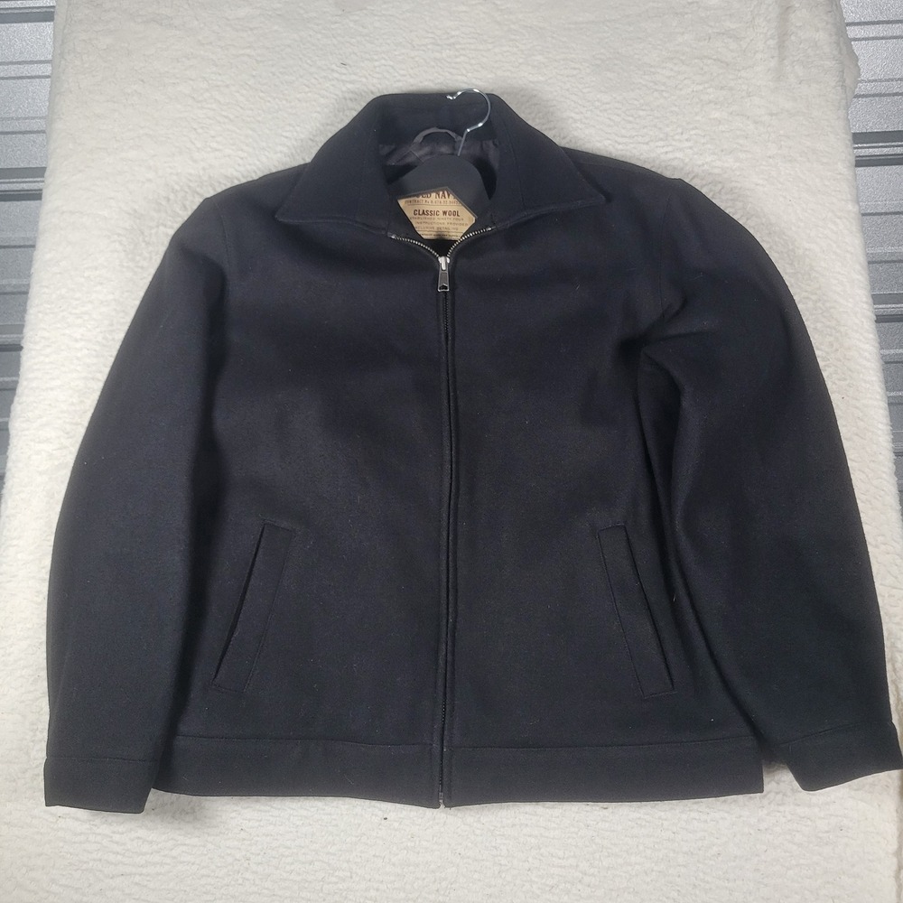 Old Navy Classic Wool Jacket Mens Size Large Black Full Zip Quilted Lined 313228